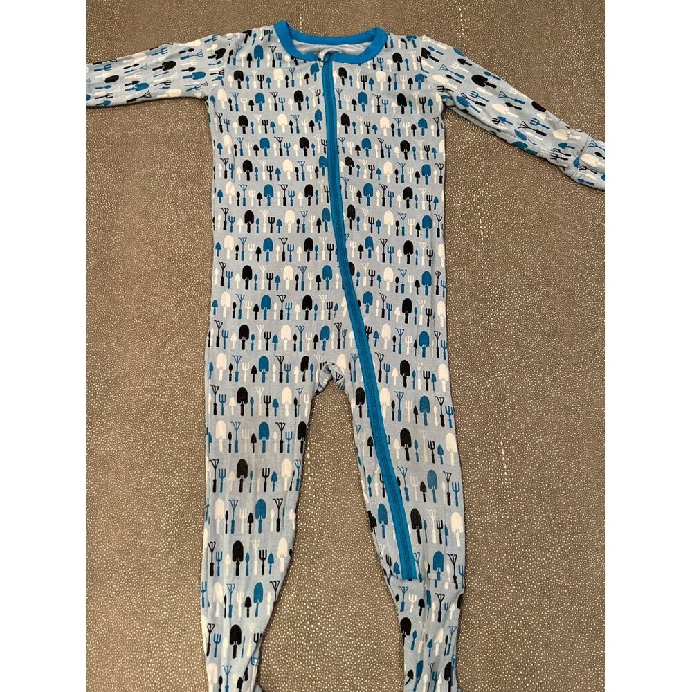 Kickee Pants 18/24M zip footie in garden print VGUC
